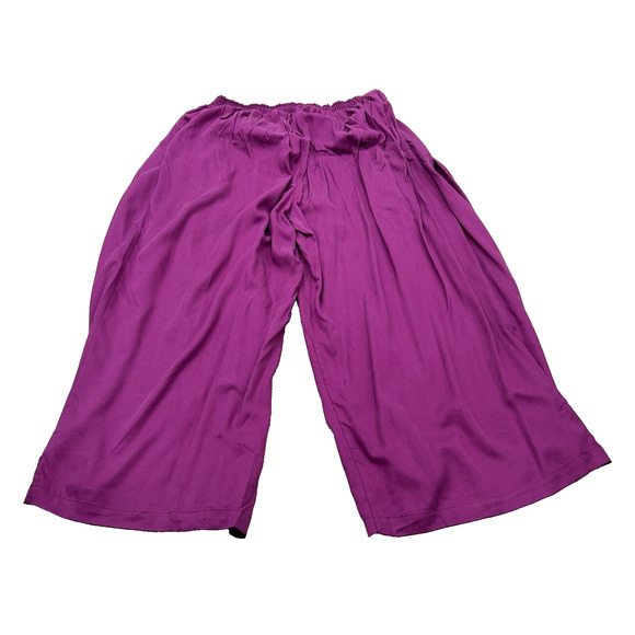 NWT Soncy Womens Purple Tencel Elastic Waist Wide Leg Harem Pants Sz 26 - Picture 2 of 12